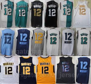 Män JA Morant Basketball Jersey 12 College Murray State Racers for Sport Fans Old Vancouver Turkos Green Pro Black Navy Blue White Grey Andas Top Quality