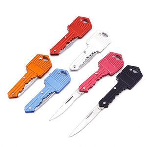 6Colors Key Shape Multifunctional Keys Knife Mini Folding Blade Knives Fruit Knife-Tool Outdoor Saber Swiss Self-defense Knives;EDC Tool Gear Total Length 12.5cm