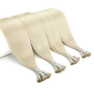 Wholesale hand weft resale online - Hand tied weft double drawn remy hair extensions rows grams Blonde Color inch Life Span Last One Year
