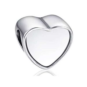 Sublimering Blank hjärta Charms Po Bead Metal Charm för Alla hjärtans dag Presentöverföring Utskrifter för förbrukningsvaror 10pieces / parti 210720