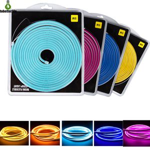 2835 120led/M 5M Flex LED Neon Sign Sign Silicone Strip Rope DC12V مقاوم للماء IP65 DECORATION DIY Retail Blister Kit