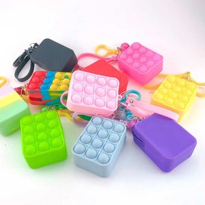 Kids Boys Girls Mini Bubbles Popper Bag Sensory Rubber Silicone Purses Key Ring Fidget Push Popper Bubble Puzzle Cases Wallet Coin Bags Keychain gifts G78J3ZP