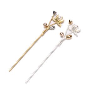 Haarspangen Haarspangen 1 Stück Vintage Lotusblume Lange Haarnadel Stick Metallstifte Frauen SchmuckAA