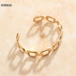 Sommar Hot Selling Gold Vermeil Braccialetto dell'amicizia femminile Apertura a forma di C, Bracciale da sposa Trend All-match Prezzi in Euro Q0717