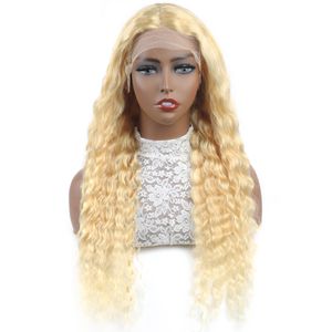 Ishow 13*1 Transparent Lace Front Wig T Part Brazilian Body Wave Human Hair Wigs Blonde Color 613 Peruvian Straight 10-30inch for Women All Ages Loose Deep