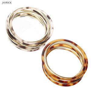 Round Bangle Acetate Resin Metal Ring Bracelet Women Jewelry Vintage Fashion Charms Multi-layer Decoration Lady Acrylic Q0717