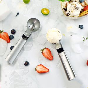 Stainless SteelIce Cream Scoop Ice Cream Mashed Potatoes Watermelon Jelly Yogurt Spring Handle Scoop Kitchen Accessories