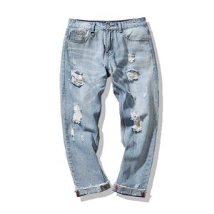 Hip hop streetwear harem jeans byxor män lösa joggare denim casual sweatpants casual mager rakt elasticitet byxor y0927