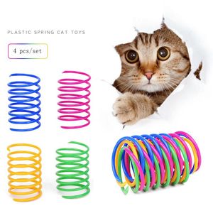 Schöne Katze Kleines Haustier Farbe Kunststoff Frühling Katzen Spielzeug Schlagen Haustiere Liefert Kunststoff Material Vier Mischfarben Pro Set XG0172