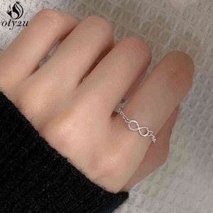 Fashion Infinity Finger Chain Rings for Women Ring Set Tassel 8 Letter Shape Ladies Ring Endless Love Symbol Wedding Jewelry G1125