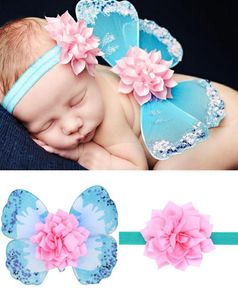 Newborn baby photo use butterfly wings with flower headband set Infant photography props costume baby angel wings Hair Accessories