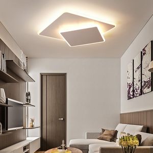 Quadratische weiße/braune moderne LED -Kronleuchter für Wohnzimmer Schlafzimmerstudium dimmbar 110 V 220 V Deckenleuchten