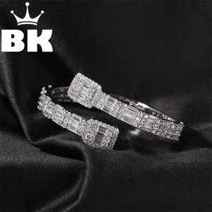 Armband Länk The Bling King CZ Custom Opened Square Zircon Baguette Iced Out Justerbart armband för män Luxury Drop 220121