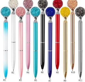 Crystal Element Roller Ball Pen Big Diamond Ballpoint Pens Gem Wedding Office Supplies Gift 11 Colors SN3234