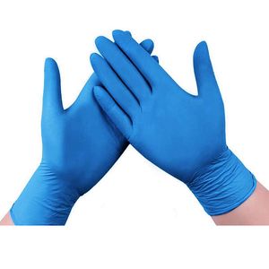 青い使い捨て手袋100ピースPVCの非滅菌粉フリーラテックス洗浄用品キッチンと食糧安全 Ambidextrous