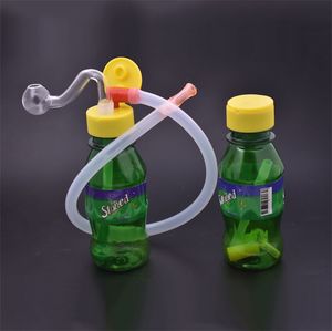 Nyaste 10mm kvinnlig Mini Plast Bong Vattenrör Pyrex Oil Rigs Bong med silikonslang för rökning