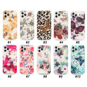 Ultradünne Shell-Muster-Blumen-Schmetterlings-klare Handyhüllen für iPhone 13 12 11 Pro Max XR XS X 8 7 Plus Girl Lady Style Handy-Abdeckung