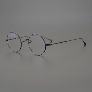 ファッションサングラスフレームジャパンスタイルビンテージチタンメガネフレーム女性超軽量眼鏡男性処方丸眼鏡近視光学