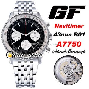 GFF B01 43mm AB0121211B1A1 A7750 ETA автоматический хронограф мужские часы черный циферблат белый субдиал AB0121211 браслет из нержавеющей стали HWBE HELLO_WATCH A1 (1)