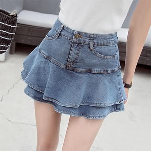 Skirts Retro Denim Shorts Y2K 90S Skirt Women Summer Streetwear Ladies Short Jeans Casual All Match Elastic Ball Gown Female