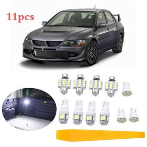 11 PCS Interior do carro LED Ligação Leitura Lâmpada de Licença de Dome para Mitsubishi Lancer EVO x 2008-2015 Luz decorativa interior do carro