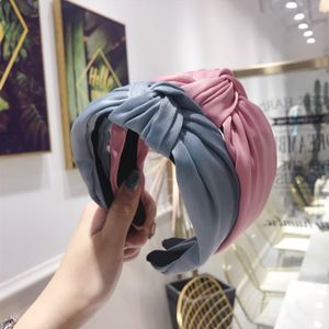 High-end hair accessories women's solid color wide-brimmed middle knotted headband headband fashion girl hair band headwear