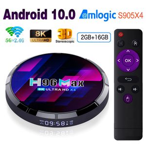 Android 10 Caixa de TV 2GB 16GB S905x4 Bluetooth Suporte Voz HD 8K 1080p para Tik Tok Media Player H96 Max X4 Smart Start Caixa superior 2.4G 5G WiFi