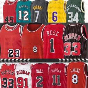 2 camisas de basquete Lonzo 11 DeMar Ball 8 Zach DeRozan 33 Scottie 91 Dennis LaVine Pippen 23 Rodman 15 Vince Iverson Carter 3 Allen