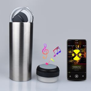 Tumbler Kablosuz Hoparlör Düz Süblimasyon Müzik Tumbler Paslanmaz Çelik Cam Hoparlörler Su Şişesi Vakum Yalıtımlı Kahve Süt Kupası