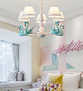 Barnrumsljus Nordic Net Red Ins Little Girl Boy Princess Bedroom Candeliers Rural Creative Flamingo Lampor