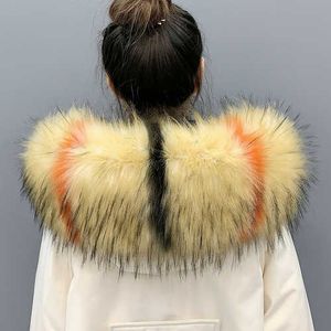 Super Grande Luxo Faux Fur Collar Mulheres Homens Winter Warmer 22cm Largura Largura Jaquetas Capuz Capuz Colar Xaile Envoltórios Fluffy Pele Falsa 80cm H0923