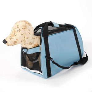 Portable Breathable Waterproof Hollow-out Pet Handbag Light Blue Color Size L Pet bag Breathable For Dog