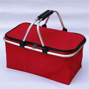 32L Picnic pieghevole Camping Lunch Bags Borsa termica isolata Cool Hamper Storage Basket Bag Box Outdoor Portable Picnic Basket 210818