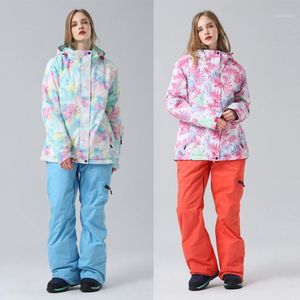 Tute da sci Tuta da sci Donna Inverno Caldo Impermeabile Antivento Abbigliamento sportivo Giacca e pantaloni da donna Set da neve Snowboard Abbigliamento da esterno