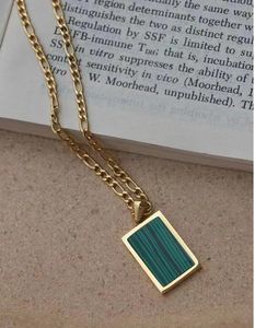 Hänge halsband mode smycken enkel design guld tröja kedja rostfritt stål halsband rektangel vit skal charms kedjor kedjor