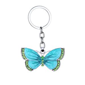 36PC Sleutelhangers Crystal Rhinestone Groene Butterfly Charm Hanger Sleutelhangers Sieraden Kerst Xmas Geschenken Sleutelhangers