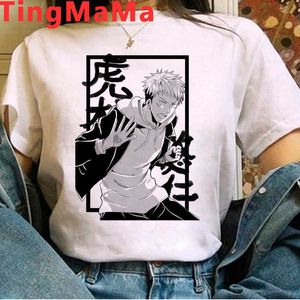 Jujutsu kaisen gojo satoru yuji itadori tshirt män tumblr vit t-shirt casual print tshirt kläder vintage grafiska tees kvinnor x0621