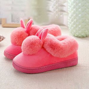 Mulheres inverno chinelos pelúcia fêmea interior slipper sapatos casuais senhoras conforto macio casa quente sapatos mulher peludo coelho orelhas y0804