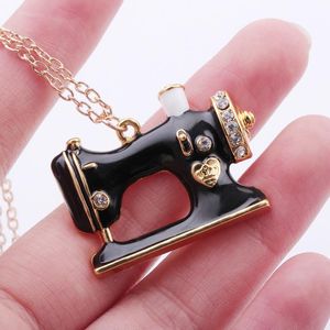 Anhänger Halsketten Nähmaschine Anhänger Gold Farbe Link Kette Kragen Mode Schmuck Für Frauen Mädchen Zubehör Weihnachten Geschenk