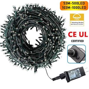 1000 LED Garland Işıkları Dize Festoon 31 V Sokak Garland Peri Tatil Açık IP67 Noel Düğün Parti Yatak Odası Dekor 211109