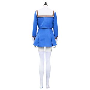 Anime High-Rise Invasion Shinzaki Kuon Cosplay Costume Long Curly Wig JK Uniform Girls Women Halloween School Party Suit Y0913