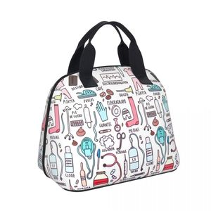 NOISYDESIGNS Travel Nurse Bag Insulated Lunch Bags Women Cartoon Nurse Print Food Case School Cooler Warm Bento Box for Kids 210818
