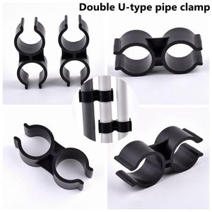 Watering Equipments 2-20Pcs 25mm PVC Double U-type Pipe Clamp Garden Water Connectors Irrigation Fittings Steady Clip Strap