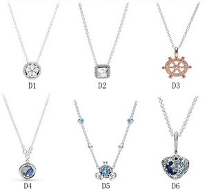 Designerschmuck 925 Silber Halskette Herz Anhänger passend für Pandora Paar Kürbis Auto Neues Produkt Blue Moon Liebe Halsketten Europäischen Stil Charms Bead Murano