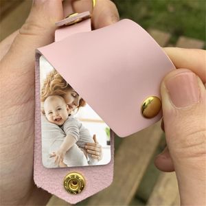 DIY Sublimation Transfer Photo Sticker Keychain Gifts for Women Leather Aluminum Alloy Car Key Pendant Gift RRD7256