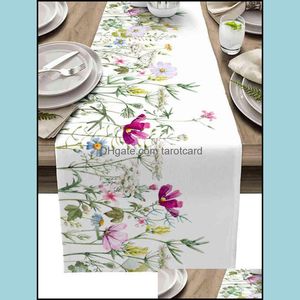 Table Runner Cloths Home Textiles & Garden Luxury Spring Flowers Colored Fields Birthday Party El Dining High Quality Cotton And Linen Cloth