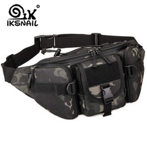 Iksnail New Hip Packs屋外パック防水バッグ戦術的なウィストバッグMolle System Pouchベルトバッグスポーツバッグ軍用機器Q0721