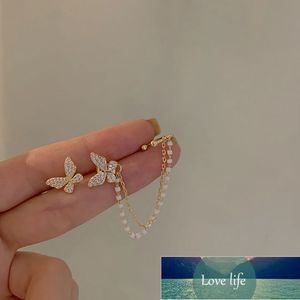 Korean Elegant Cute Rhinestone Butterfly Tassel Stud Earrings For Women Girls Fashion Metal Chain Boucle D'oreille Jewelry Factory price expert design Quality