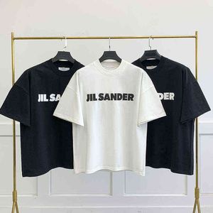 2021 Zomer Nieuwe Unisex T shirt Jil Sander Designer Merk High Street Short Sleeve Hip Hop Oversize Losse Eenvoudige Tee G1229