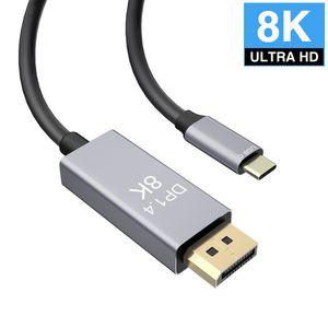 USB-C para DisplayPort 8k 60Hz V1.4 HD Display Video Cabo 1M 2M 3M adaptador para computador portátil